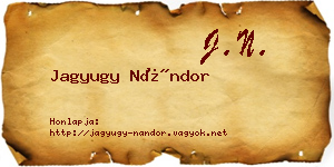 Jagyugy Nándor névjegykártya